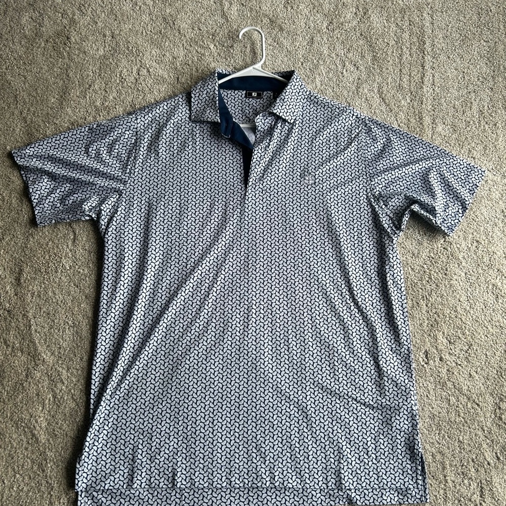 FootJoy Navy and White Geometric Polo Shirt